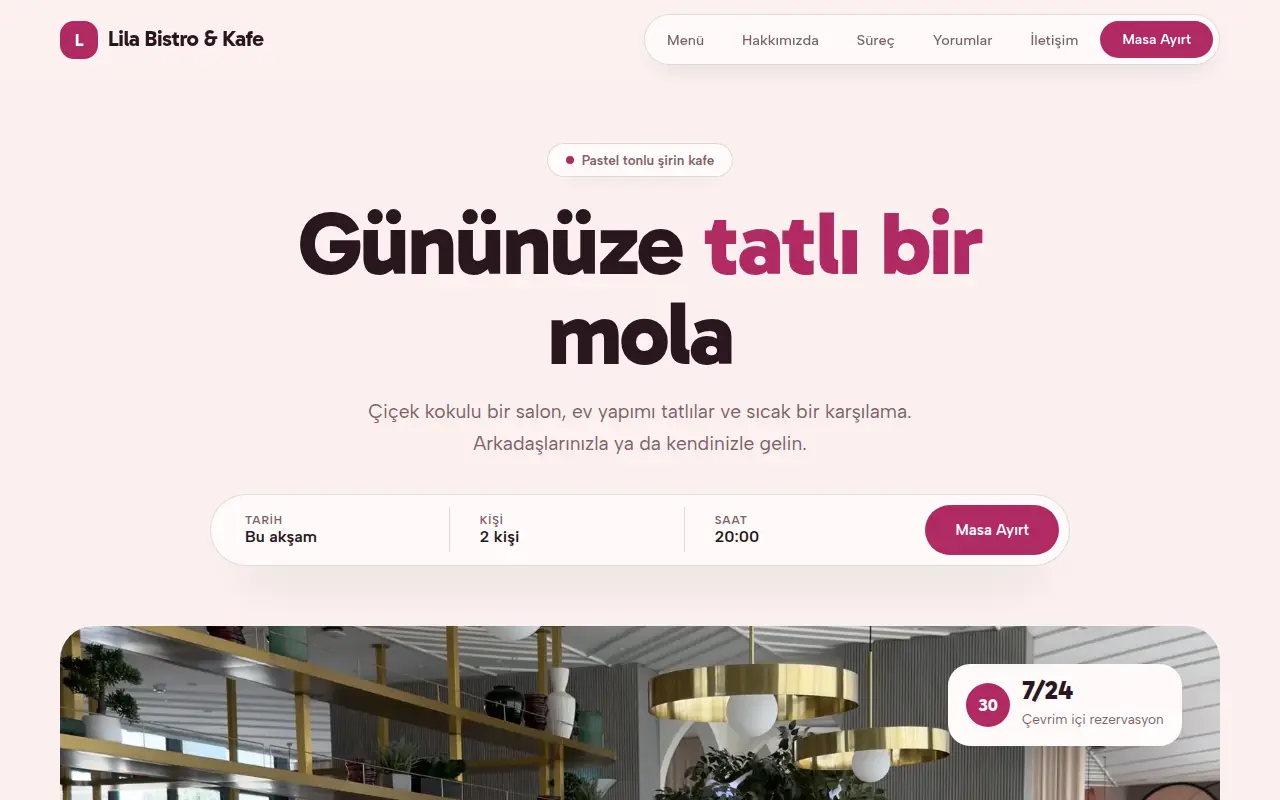 Geleneksel Restoran Web Sitesi — Lila Bistro & Kafe